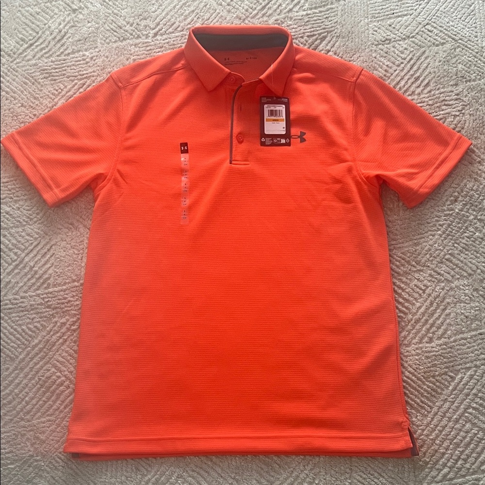 Men’s Under Armour Bright Orange Loose Fit Golf Polo Shirt